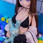140cm 4ft6 TPE Anime Round Chest Black Bikini Brown Sex Doll #Y011 Head