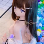 140cm 4ft6 TPE Anime Round Chest Black Bikini Brown Sex Doll #Y011 Head