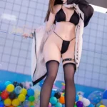 140cm 4ft6 TPE Anime Round Chest Black Bikini Brown Sex Doll #Y011 Head