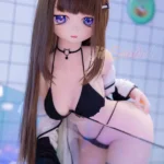 140cm 4ft6 TPE Anime Round Chest Black Bikini Brown Sex Doll #Y011 Head