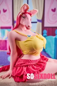 141cm 4ft6 Silicone Fantasy Pink Skin Large Breast Thick Hips Sex Doll #Monie