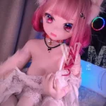 146cm 4ft7 TPE Anime Cat Girl Big Eyes Pink Haired Sex Doll #Y001 Head