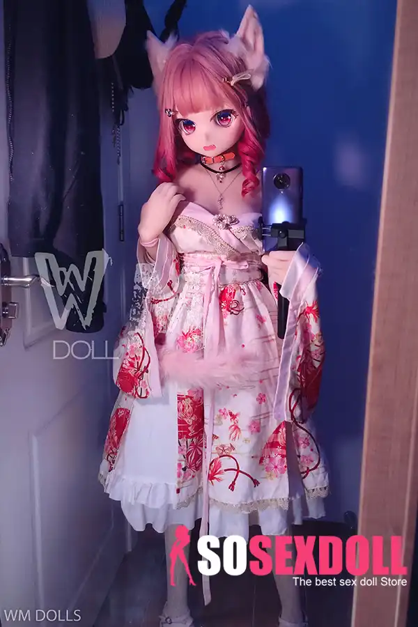 146cm 4ft7 TPE Anime Cat Girl Big Eyes Pink Haired Sex Doll #Y001 Head