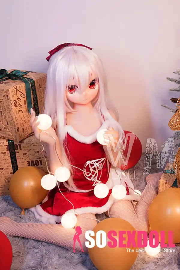 146cm 4ft7 TPE Anime Cute Santa Girl Sliver Hair Sex Doll #Y002 Head