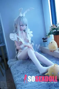 146cm 4ft7 TPE Anime Rabbit Ears White Hair Elf Bunny Sex Doll #Y008 Head