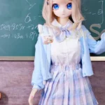 146cm 4ft7 TPE Anime Schoolgirl Blue Eyes Blonde Hair Sex Doll #Y008 Head