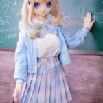 146cm 4ft7 TPE Anime Schoolgirl Blue Eyes Blonde Hair Sex Doll #Y008 Head