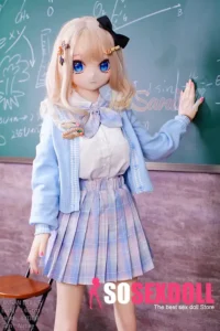 146cm 4ft7 TPE Anime Schoolgirl Blue Eyes Blonde Hair Sex Doll #Y008 Head