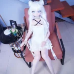 Poupée sexuelle elfe lapin de 159 cm (5 pi 2 po) en TPE, oreilles de lapin, cheveux blancs, tête #Y004