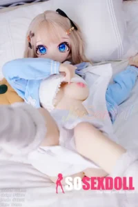 146cm 4ft7 TPE Anime Schoolgirl Blue Eyes Blonde Hair Sex Doll #Y008 Head