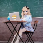 146cm 4ft7 TPE Anime Schoolgirl Blue Eyes Blonde Hair Sex Doll #Y008 Head