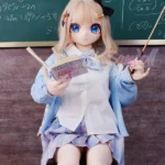 146cm 4ft7 TPE Anime Schoolgirl Blue Eyes Blonde Hair Sex Doll #Y008 Head
