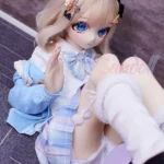 146cm 4ft7 TPE Anime Schoolgirl Blue Eyes Blonde Hair Sex Doll #Y008 Head