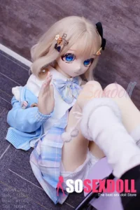 146cm 4ft7 TPE Anime Schoolgirl Blue Eyes Blonde Hair Sex Doll #Y008 Head