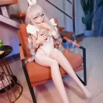 Poupée sexuelle elfe lapin de 159 cm (5 pi 2 po) en TPE, oreilles de lapin, cheveux blancs, tête #Y004