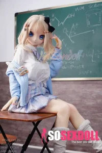 146cm 4ft7 TPE Anime Schoolgirl Blue Eyes Blonde Hair Sex Doll #Y008 Head
