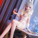 Poupée sexuelle elfe lapin de 159 cm (5 pi 2 po) en TPE, oreilles de lapin, cheveux blancs, tête #Y004