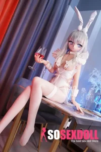 146cm 4ft7 TPE Anime Schoolgirl Blue Eyes Blonde Hair Sex Doll #Y008 Head