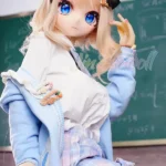 146cm 4ft7 TPE Anime Schoolgirl Blue Eyes Blonde Hair Sex Doll #Y008 Head