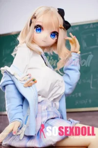 146cm 4ft7 TPE Anime Schoolgirl Blue Eyes Blonde Hair Sex Doll #Y008 Head
