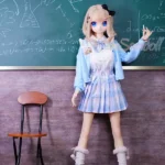 146cm 4ft7 TPE Anime Schoolgirl Blue Eyes Blonde Hair Sex Doll #Y008 Head