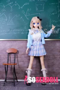 146cm 4ft7 TPE Anime Schoolgirl Blue Eyes Blonde Hair Sex Doll #Y008 Head