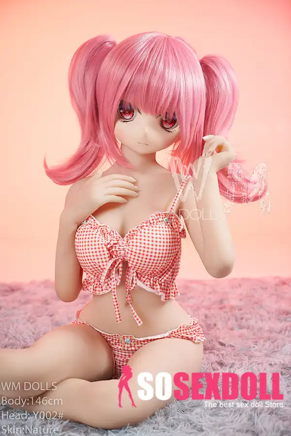 146 cm (4 Fuß 7 Zoll) große TPE-Anime-Sexdoll mit kleinem Brustkorb, Zöpfen und Loli-Bikini #Y003 Kopf