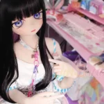 150cm 4ft9 TPE Anime Purple Eyes Slender Body Raven Hair #Y011 Head