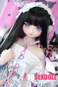 150cm 4ft9 TPE Anime Purple Eyes Slender Body Raven Hair #Y011 Head