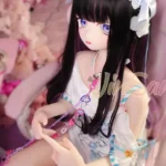 150cm 4ft9 TPE Anime Purple Eyes Slender Body Raven Hair #Y011 Head