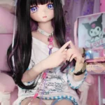 150cm 4ft9 TPE Anime Purple Eyes Slender Body Raven Hair #Y011 Head