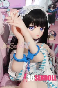 150cm 4ft9 TPE Anime Purple Eyes Slender Body Raven Hair #Y011 Head