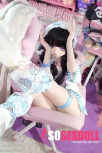 150cm 4ft9 TPE Anime Purple Eyes Slender Body Raven Hair #Y011 Head