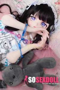 150cm 4ft9 TPE Anime Purple Eyes Slender Body Raven Hair #Y011 Head