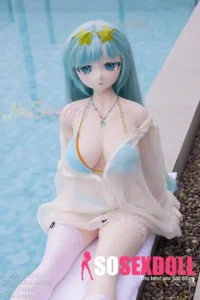 157cm 5ft2 Silicone Amine Voluptuous Figure Mint Hair Sex Doll #Y015 Head