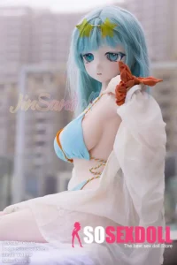 157cm 5ft2 Silicone Amine Voluptuous Figure Mint Hair Sex Doll #Y015 Head
