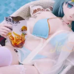 157cm 5ft2 Silicone Amine Voluptuous Figure Mint Hair Sex Doll #Y015 Head