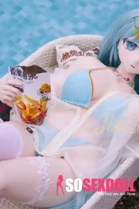 157cm 5ft2 Silicone Amine Voluptuous Figure Mint Hair Sex Doll #Y015 Head