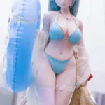 157cm 5ft2 Silicone Amine Voluptuous Figure Mint Hair Sex Doll #Y015 Head