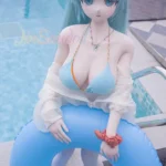 157cm 5ft2 Silicone Amine Voluptuous Figure Mint Hair Sex Doll #Y015 Head
