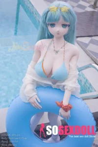157cm 5ft2 Silicone Amine Voluptuous Figure Mint Hair Sex Doll #Y015 Head