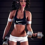 157cm 5ft2 TPE Gym Girl B Cup Fit Body Black Hair Sex Doll #162 Head