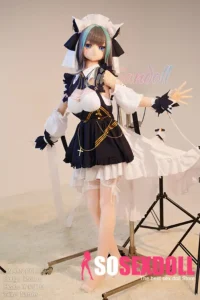 159cm 5ft2 TPE Anime Blue Twin Tails Busty Maid Sex Doll #Y012 Head