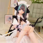 159cm 5ft2 TPE Anime Blue Twin Tails Busty Maid Sex Doll #Y012 Head