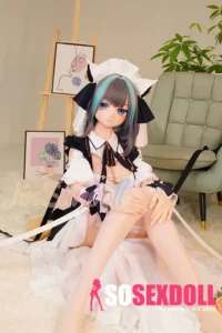 159cm 5ft2 TPE Anime Blue Twin Tails Busty Maid Sex Doll #Y012 Head