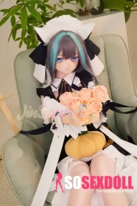159cm 5ft2 TPE Anime Blue Twin Tails Busty Maid Sex Doll #Y012 Head