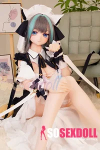159cm 5ft2 TPE Anime Blue Twin Tails Busty Maid Sex Doll #Y012 Head