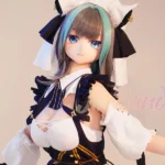 159cm 5ft2 TPE Anime Blue Twin Tails Busty Maid Sex Doll #Y012 Head