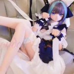 159cm 5ft2 TPE Anime Blue Twin Tails Busty Maid Sex Doll #Y012 Head