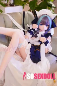 159cm 5ft2 TPE Anime Blue Twin Tails Busty Maid Sex Doll #Y012 Head